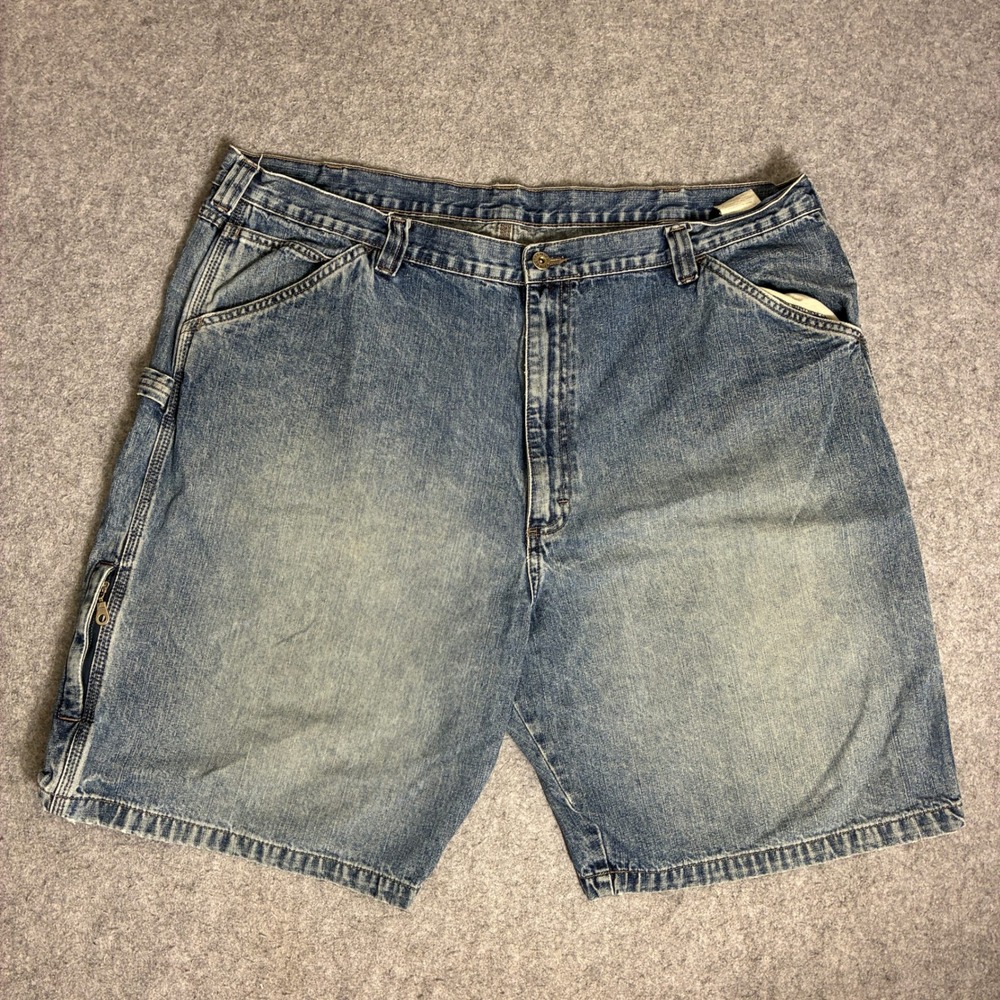 Wrangler Men's Denim Cargo Shorts 42x9 Light Wash Carpenter Size 42 100% Cotton